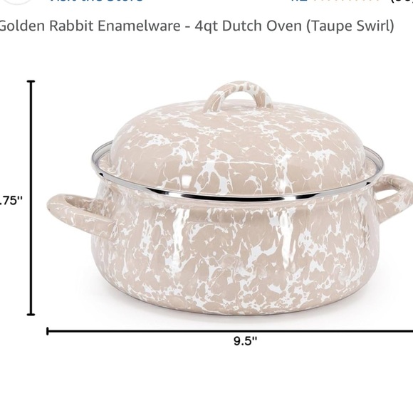 Taupe Swirl 4 qt Golden Rabbit Enamelware Dutch Oven New In Box - Picture 3 of 15